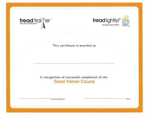 Tread Trainer Course Certificate of Completion - 25 pk